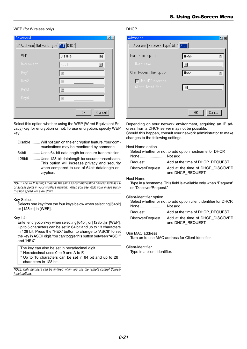 Using on-screen menu | NEC GT6000 User Manual | Page 84 / 107