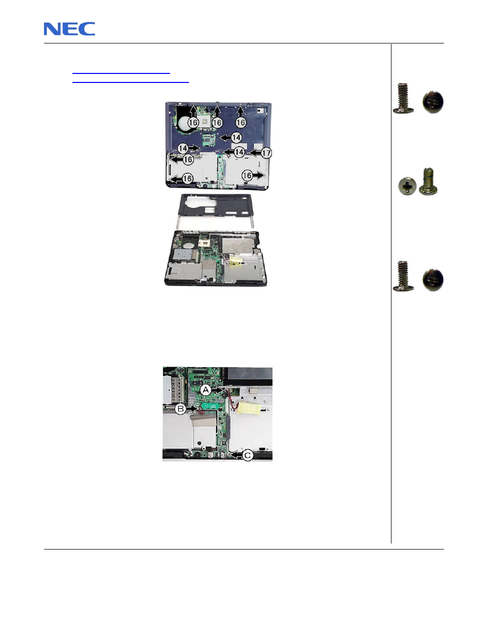 Removing the top cover, Removing the rtc battery, microphone and connector | NEC P520 User Manual | Page 18 / 32