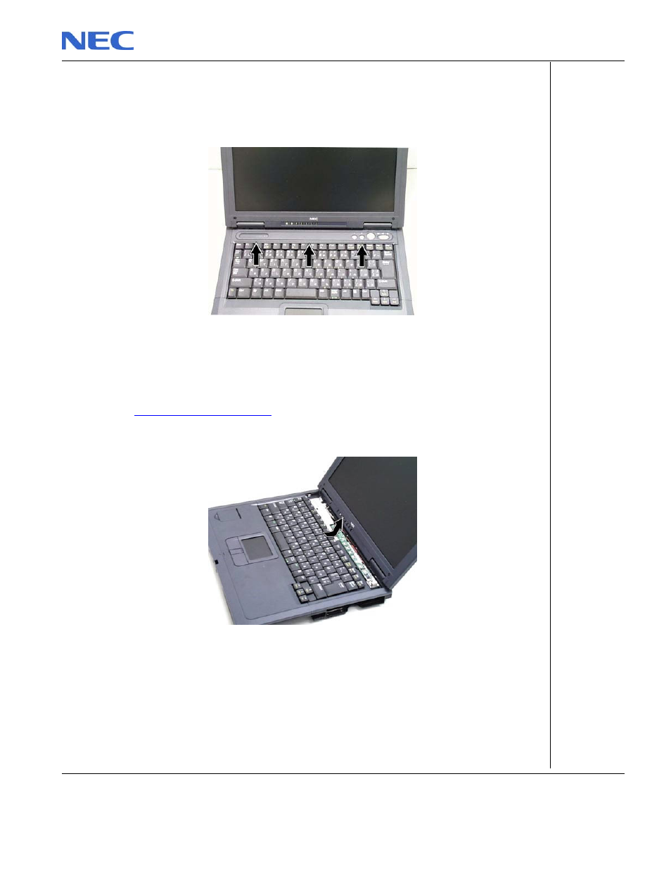 Removing the keyboard cover, Removing the keyboard | NEC P520 User Manual | Page 8 / 32