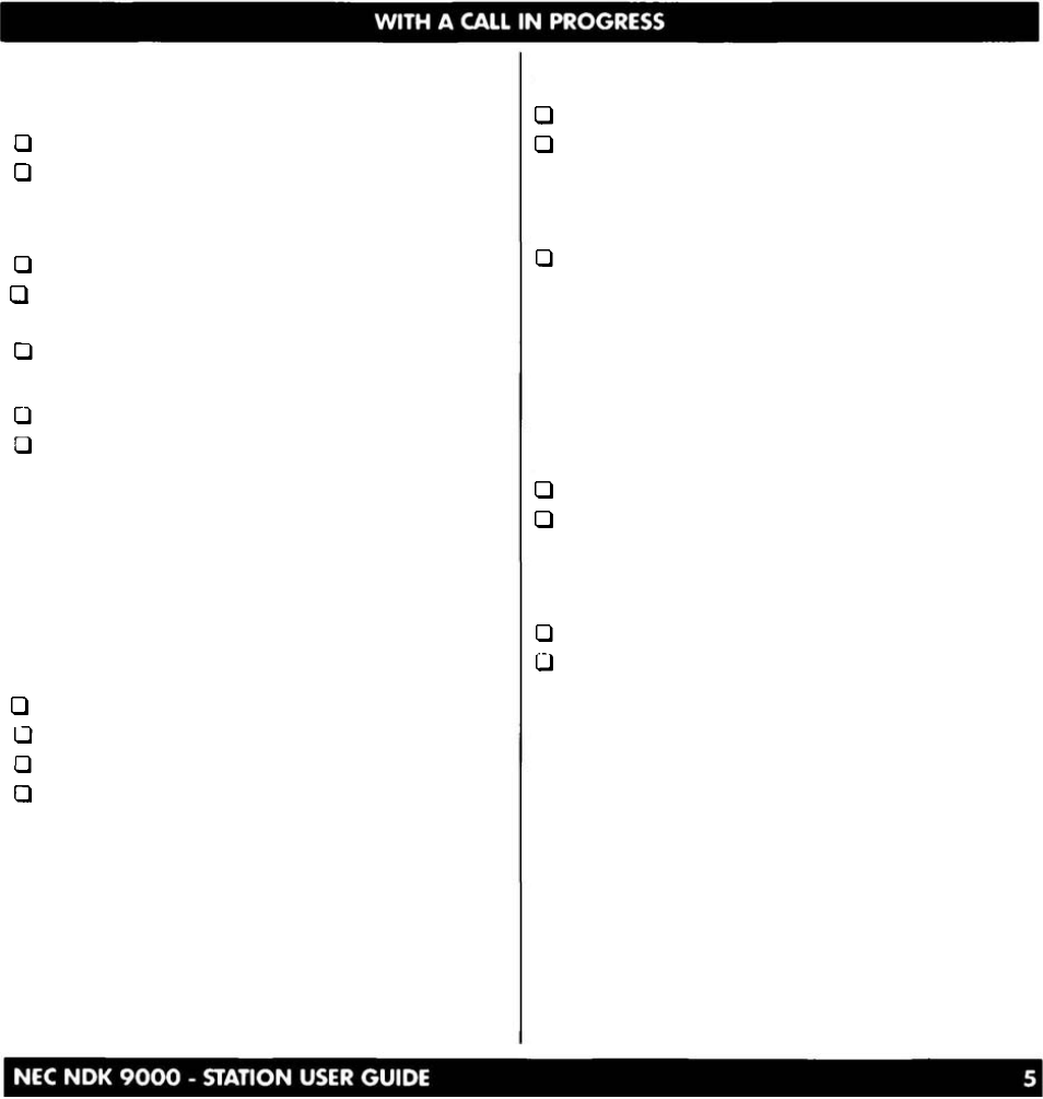 Call | NEC NDK 900 User Manual | Page 5 / 11