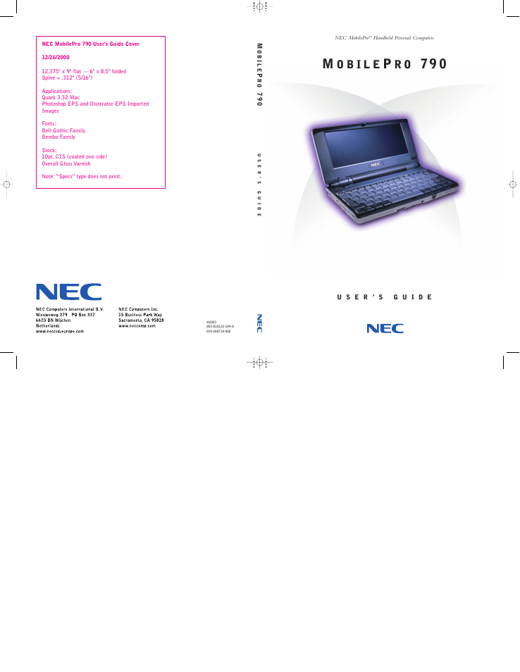 NEC MobilePro 790 User Manual | 104 pages