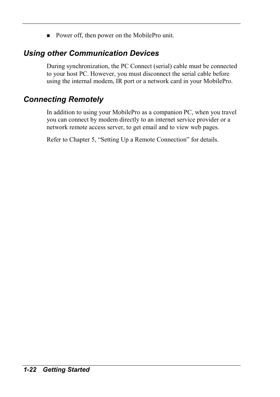 Using other communication devices, Connecting remotely | NEC MobilePro 790 User Manual | Page 29 / 104