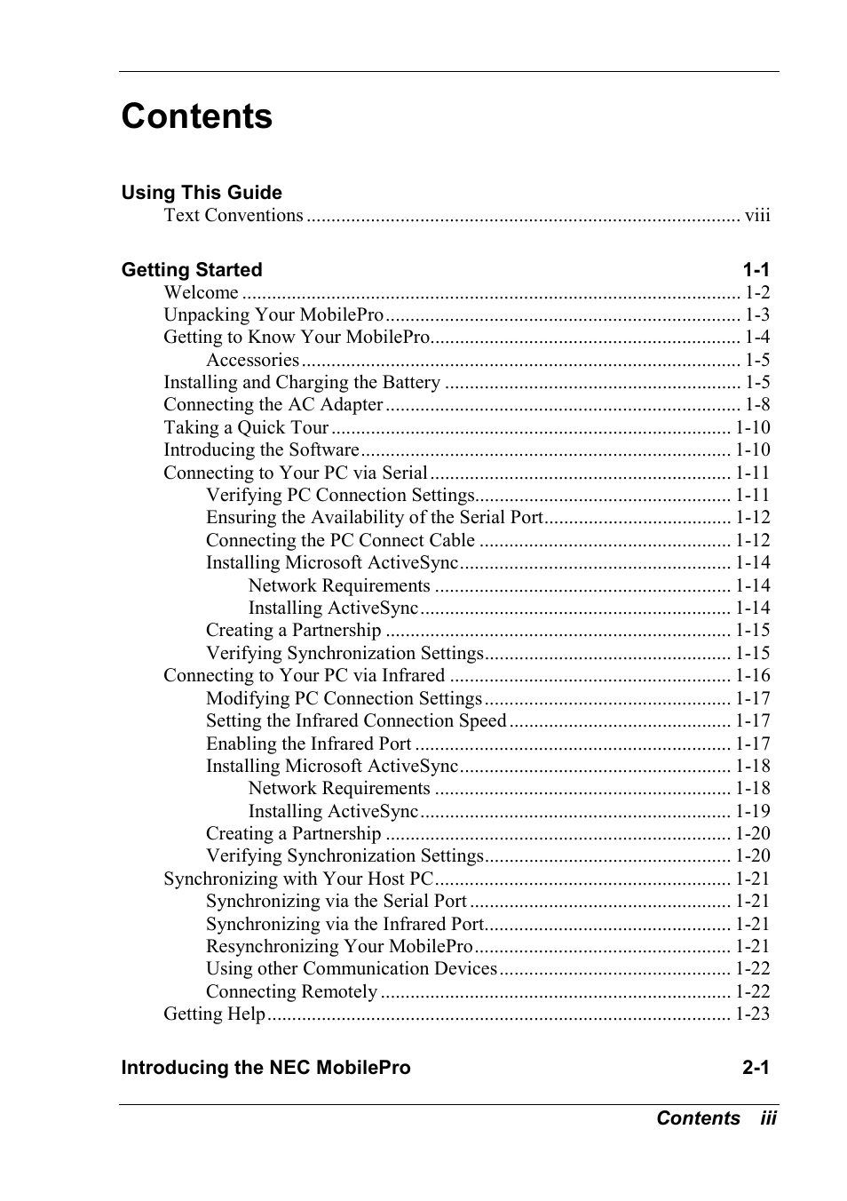 NEC MobilePro 790 User Manual | Page 3 / 104