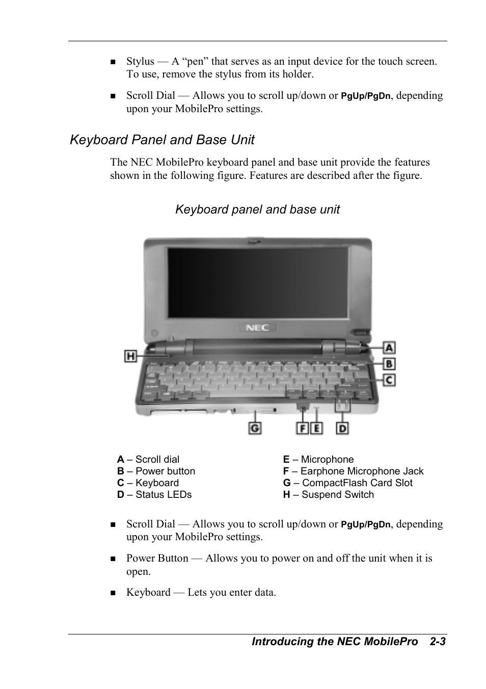 Keyboard panel and base unit | NEC MobilePro 790 User Manual | Page 34 / 104