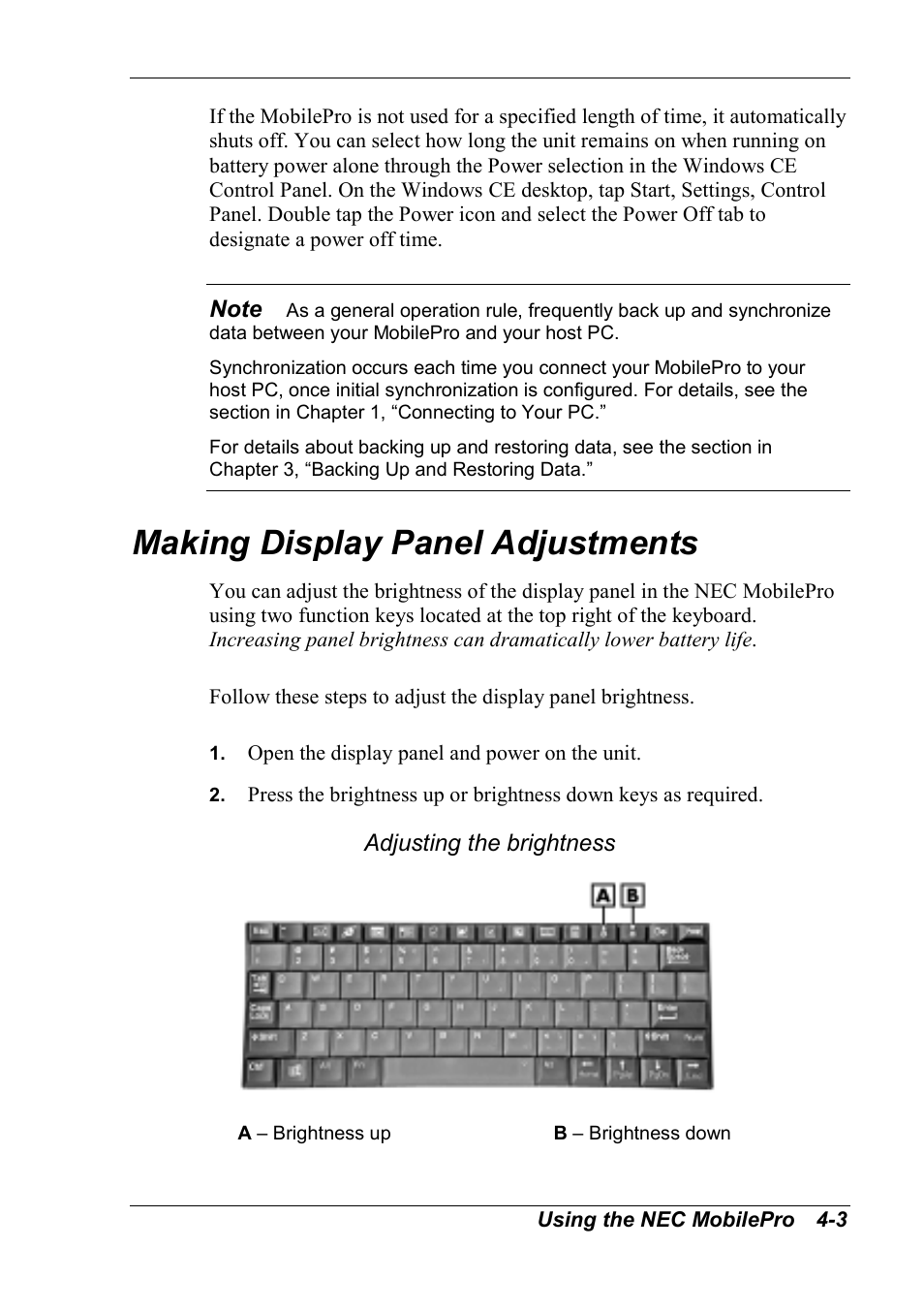 Making display panel adjustments | NEC MobilePro 790 User Manual | Page 59 / 104