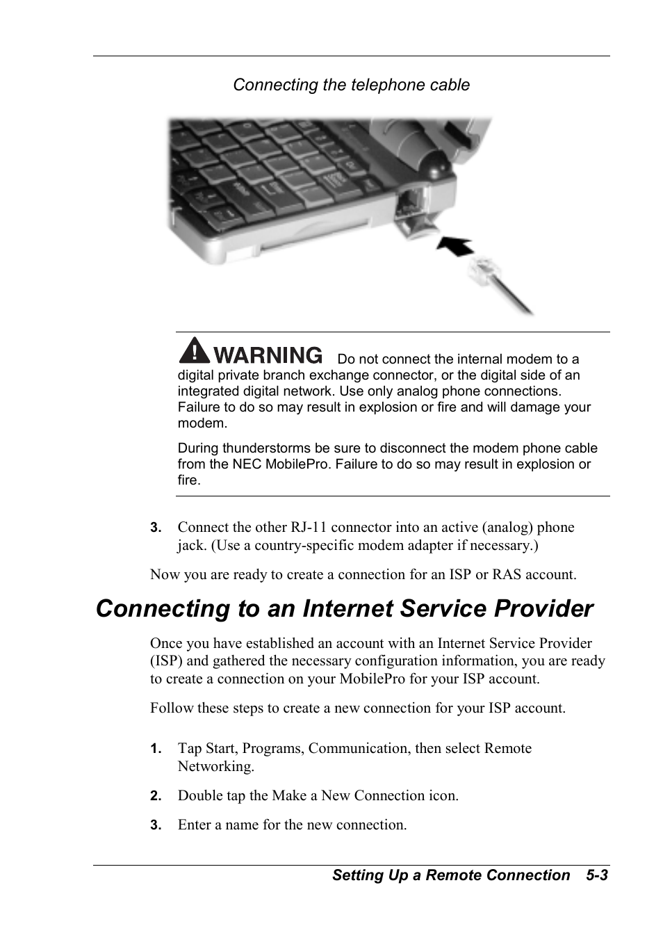 Connecting to an internet service provider | NEC MobilePro 790 User Manual | Page 80 / 104