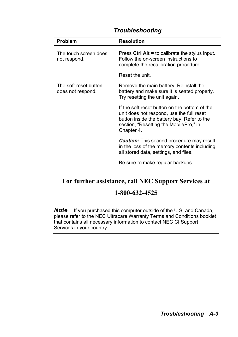 Troubleshooting | NEC MobilePro 790 User Manual | Page 87 / 104