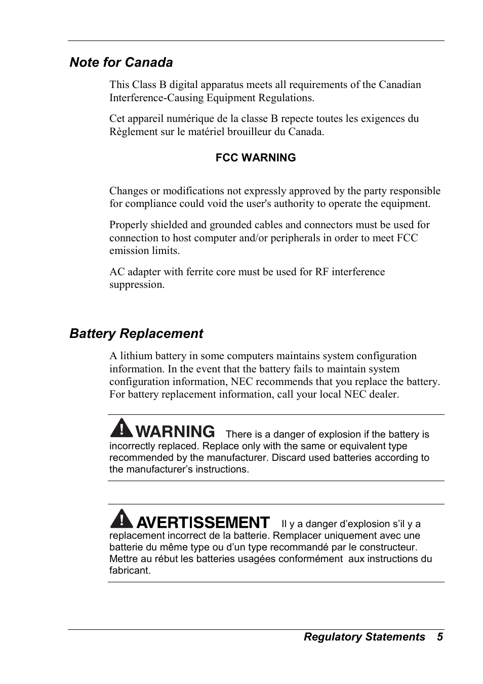 Battery replacement | NEC MobilePro 790 User Manual | Page 97 / 104