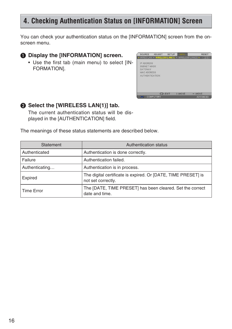 NEC NP901W User Manual | Page 16 / 17