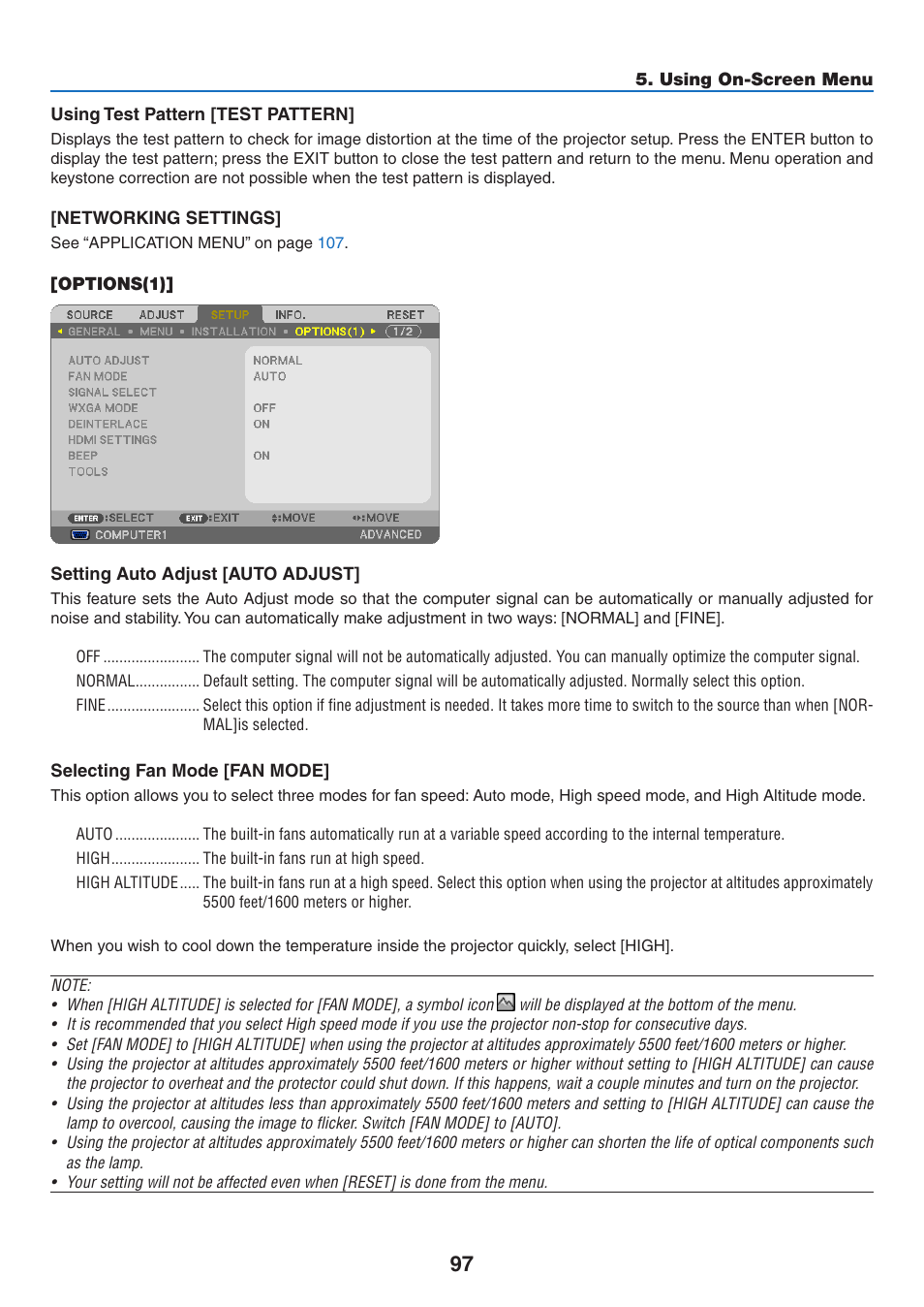 Options(1) | NEC NP-P350X User Manual | Page 115 / 222