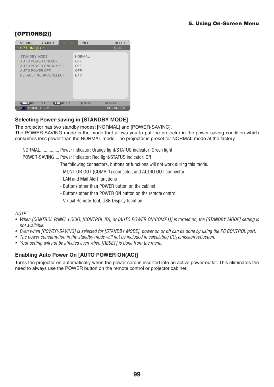 Options(2) | NEC NP-P350X User Manual | Page 117 / 222