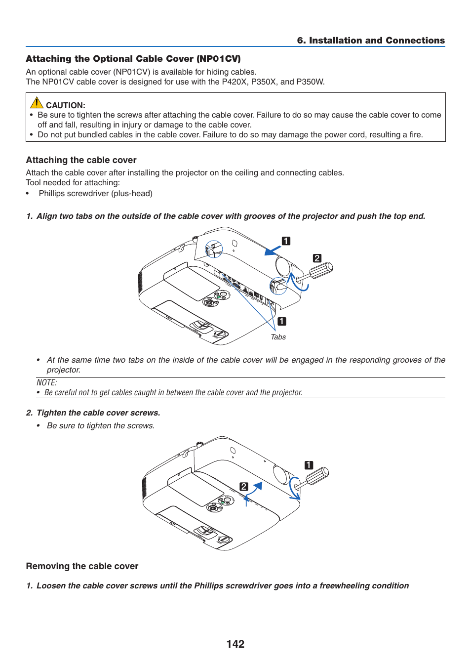 Attaching the optional cable cover (np01cv) | NEC NP-P350X User Manual | Page 160 / 222