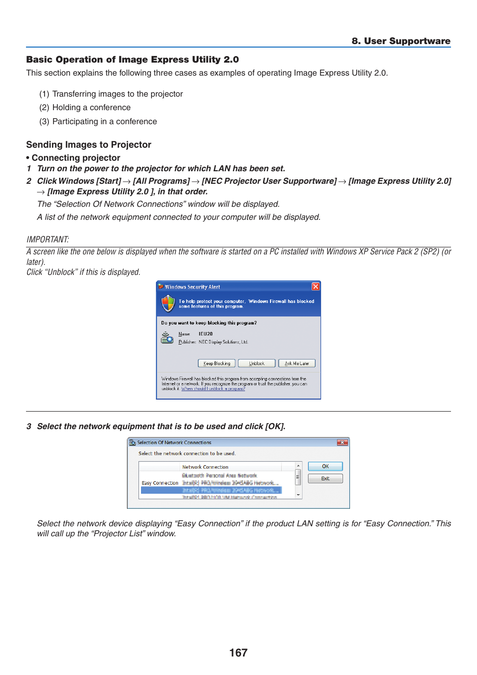 Basic operation of image express utility 2.0 | NEC NP-P350X User Manual | Page 185 / 222