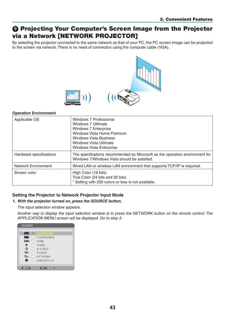 Network projector | NEC NP-P350X User Manual | Page 61 / 222