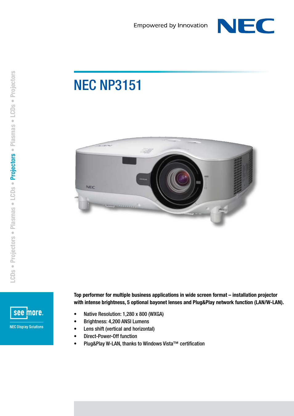 NEC NP3151 User Manual | 2 pages