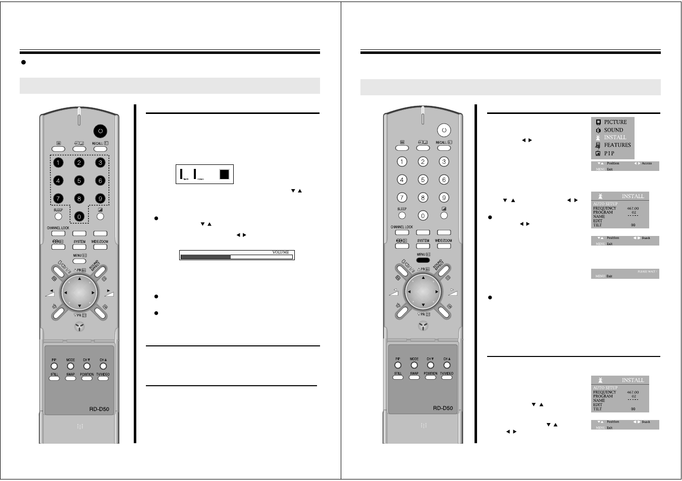 Tuning the tv channels, Turning the power on/off, Auto setup system | NEC PF32W503 User Manual | Page 5 / 18