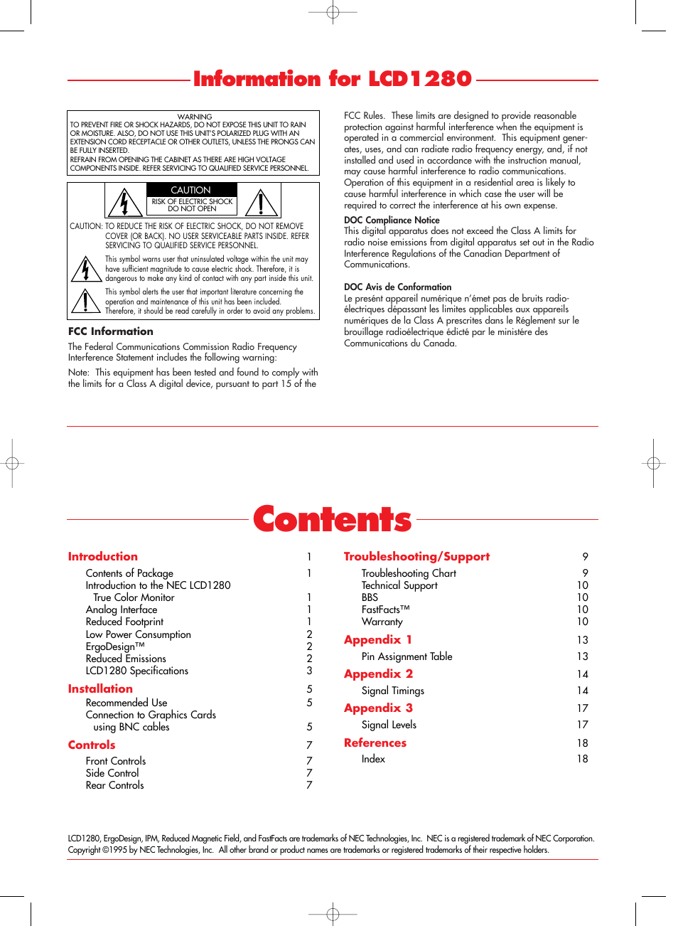 NEC LCD1280 User Manual | Page 2 / 12