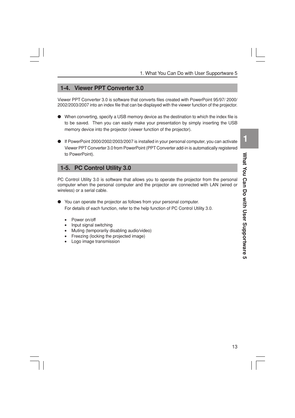 4. viewer ppt converter 3.0, 5. pc control utility 3.0 | NEC NP3150 User Manual | Page 13 / 44