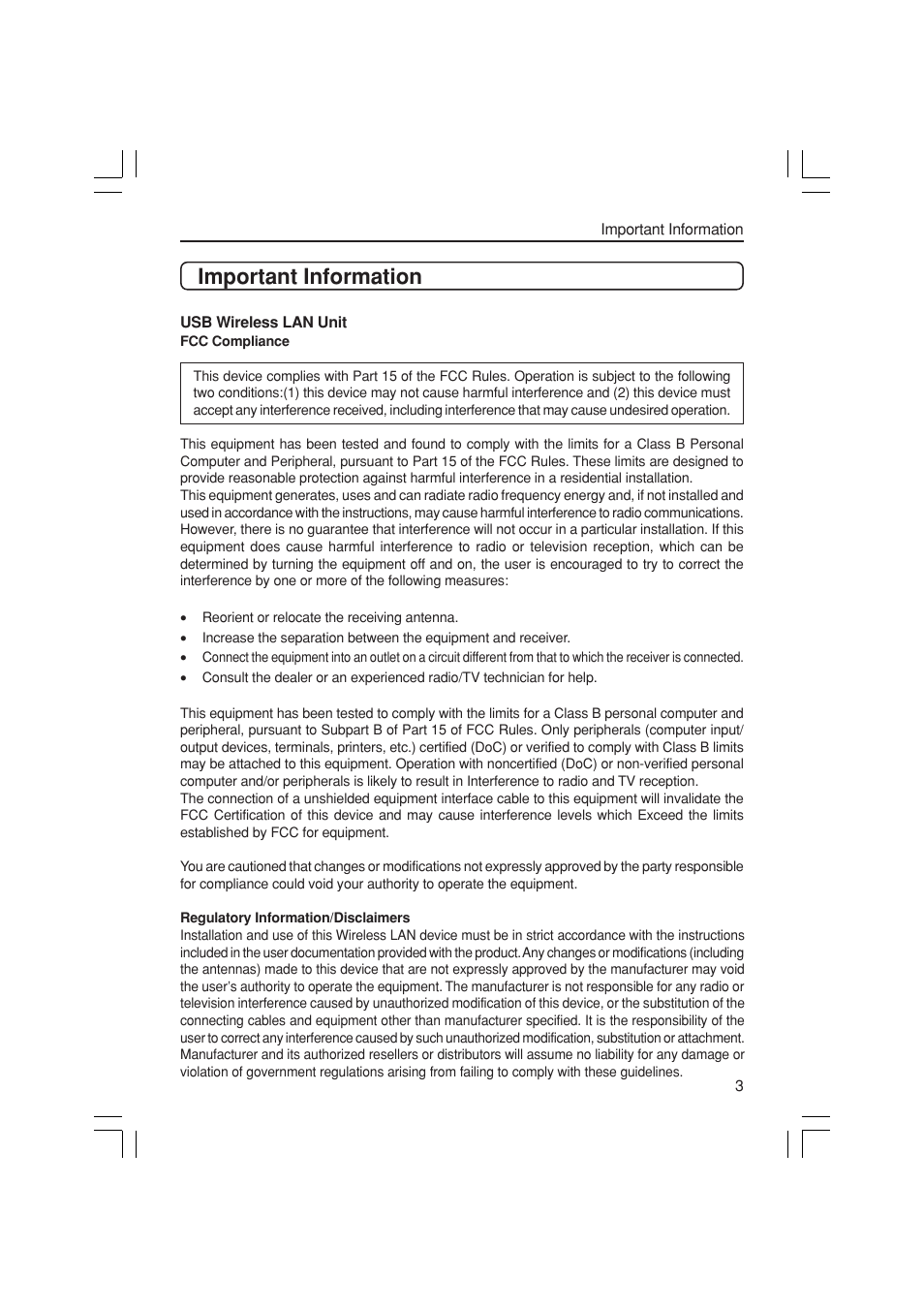 Important information | NEC NP3150 User Manual | Page 3 / 44