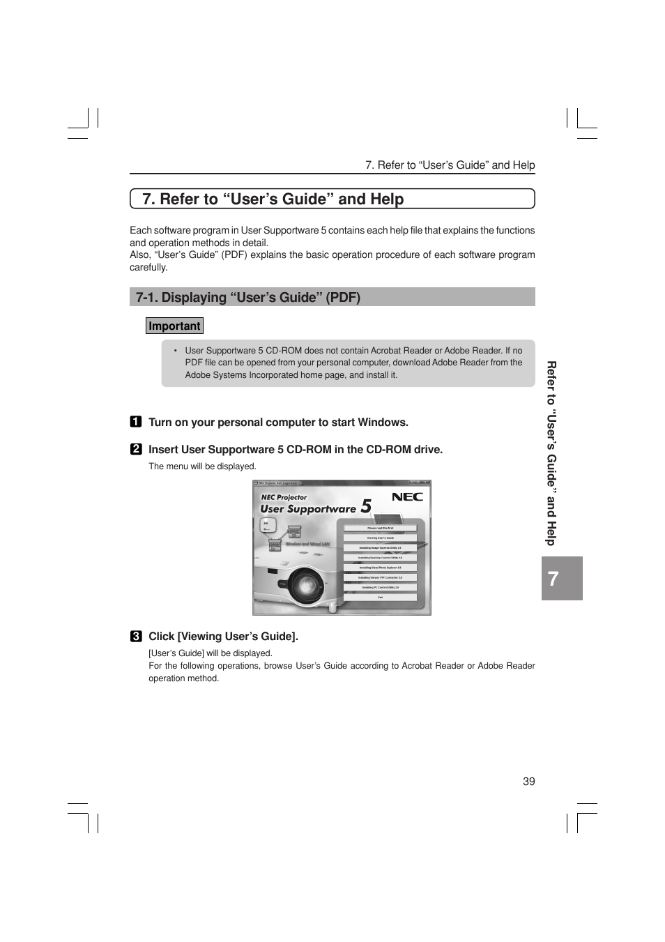 Refer to “user’s guide” and help | NEC NP3150 User Manual | Page 39 / 44