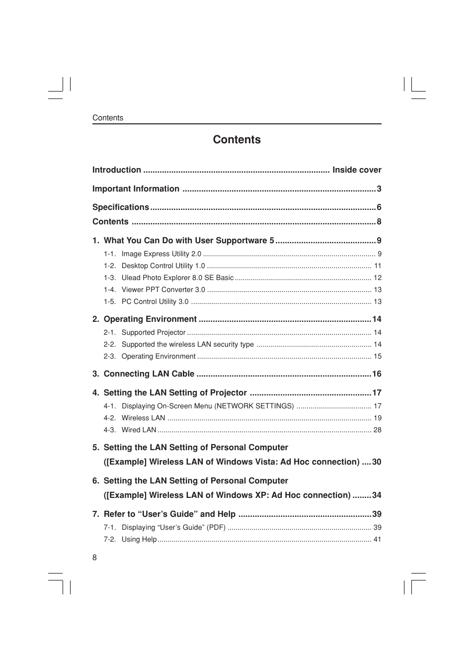 NEC NP3150 User Manual | Page 8 / 44