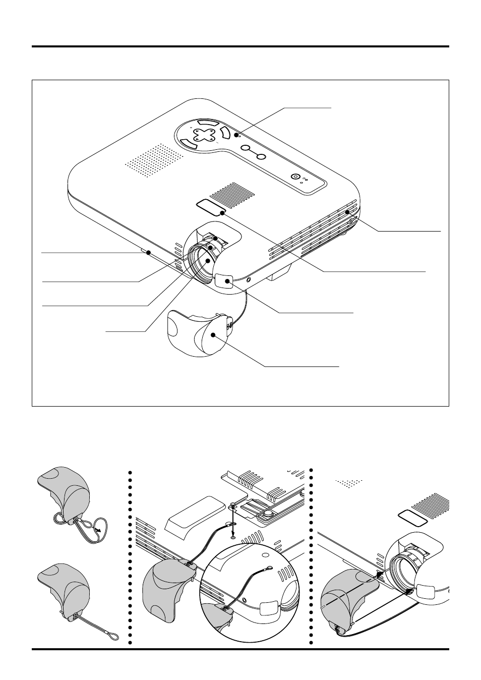 Getting to know your lt150z projector, Attaching the lens cap, Focus ring | NEC LT150Z User Manual | Page 14 / 62