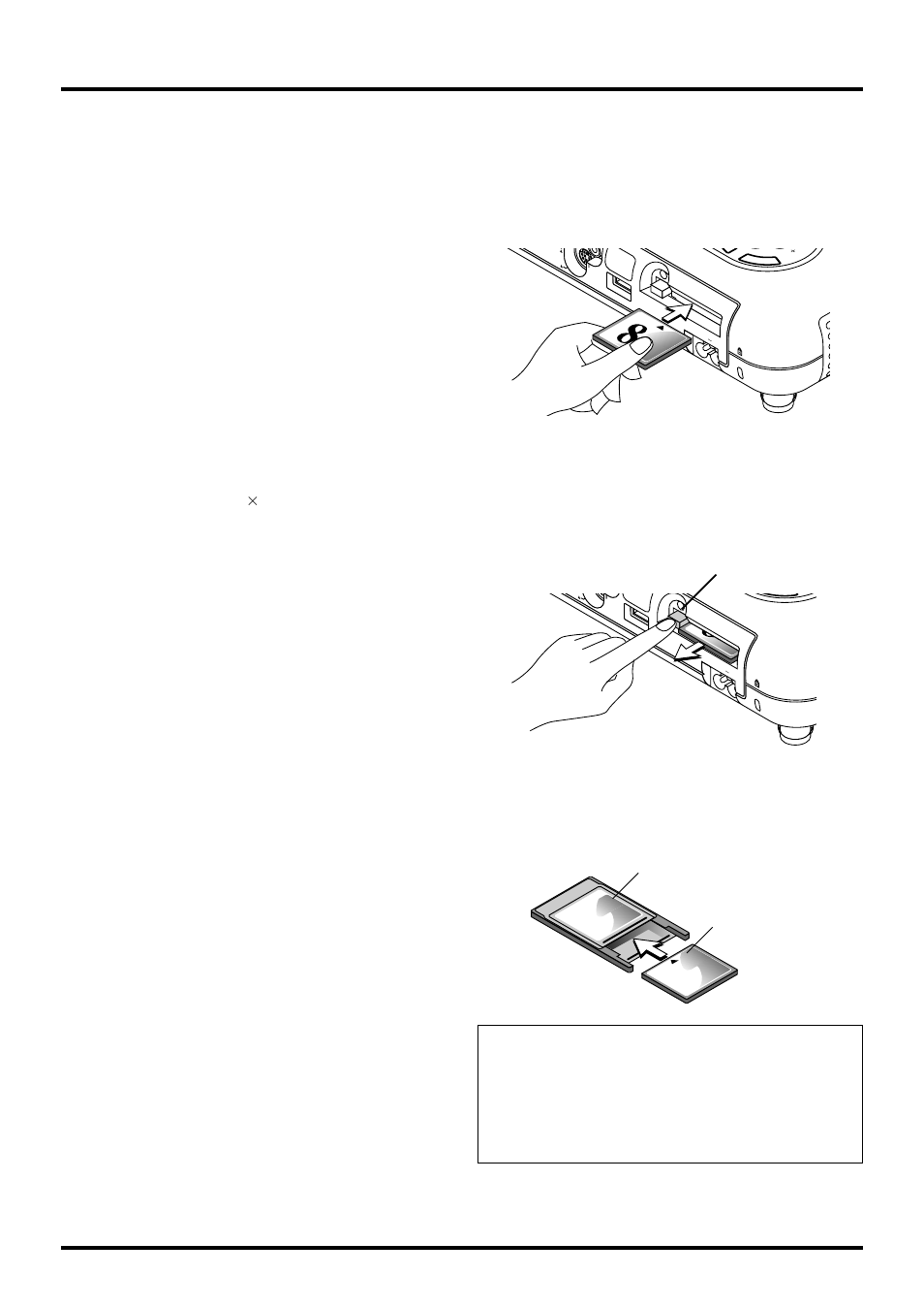 Using the pc card viewer function, Inserting and ejecting a compactflash card, E–42 | Features, Easy to use, High quality images, Simple utility software (for computer), Inserting the compactflash card, Ejecting the compactflash card, Direction for inserting the compactflash card | NEC LT150Z User Manual | Page 48 / 62