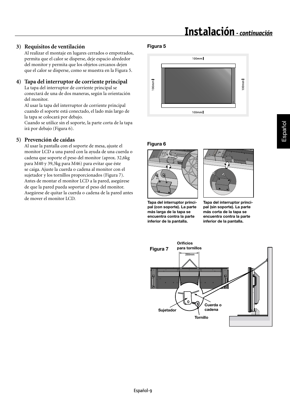 Instalación, Continuación | NEC MULTEOS M40 User Manual | Page 105 / 152