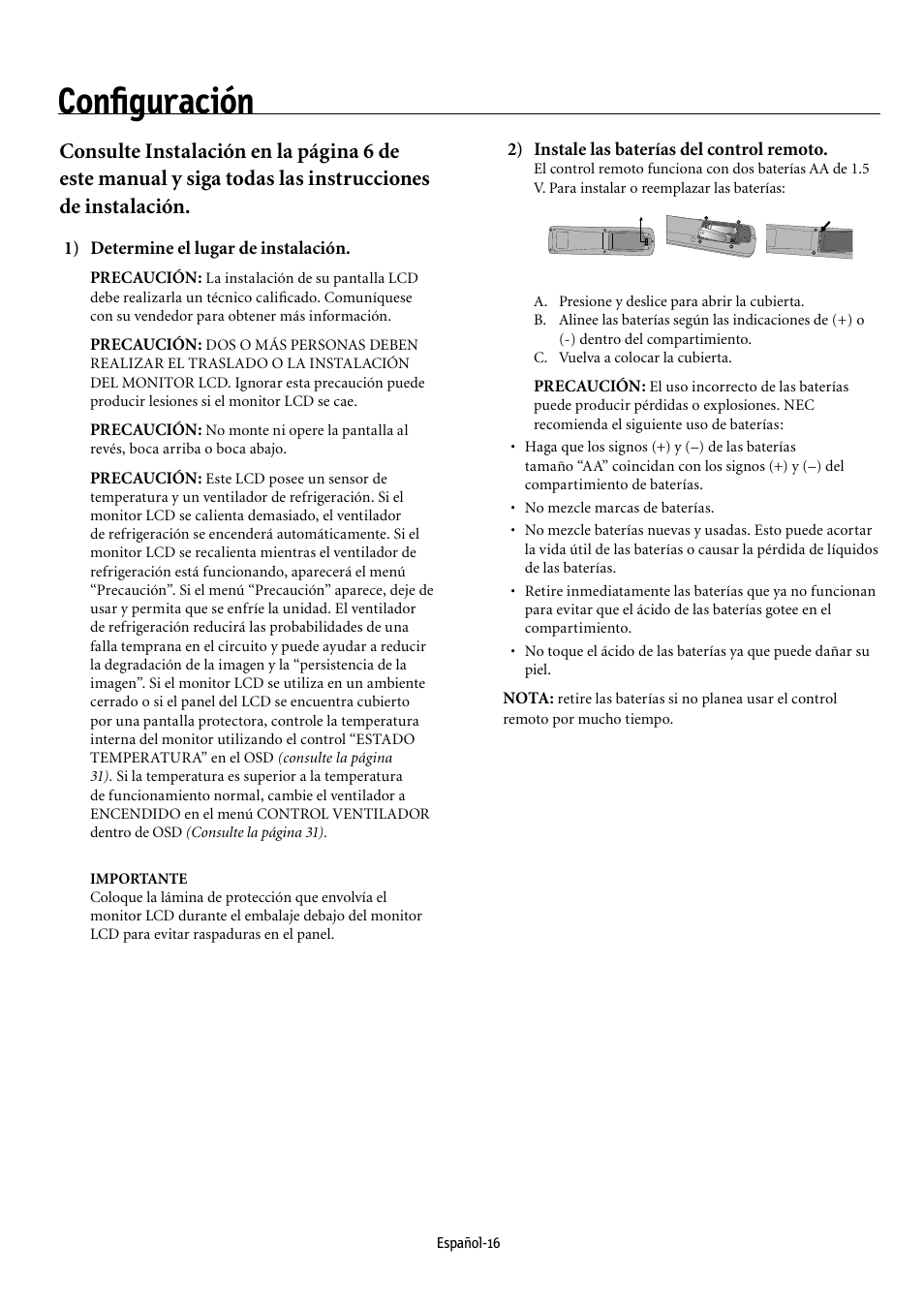 Conﬁguración | NEC MULTEOS M40 User Manual | Page 112 / 152