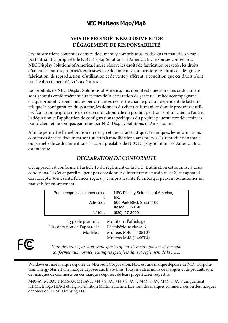 Nec multeos m40/m46 | NEC MULTEOS M40 User Manual | Page 150 / 152