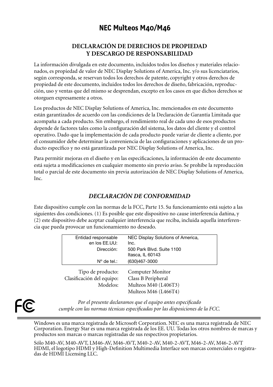 Nec multeos m40/m46 | NEC MULTEOS M40 User Manual | Page 151 / 152