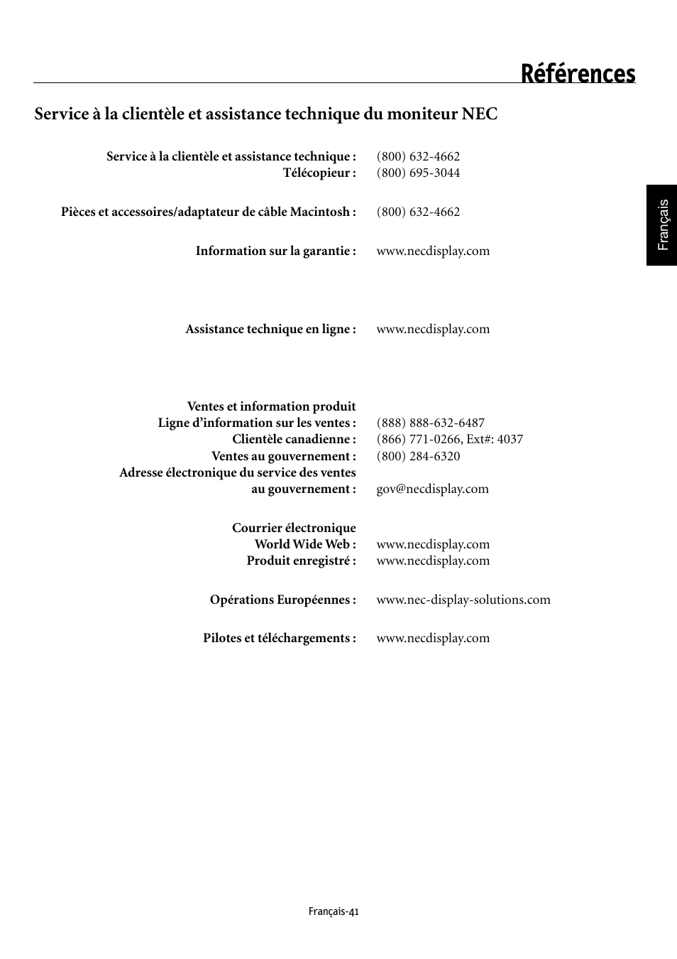 Références | NEC MULTEOS M40 User Manual | Page 91 / 152