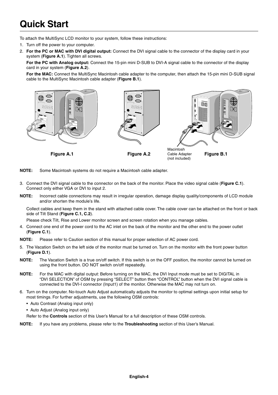 Quick start | NEC 1980FXi User Manual | Page 6 / 27