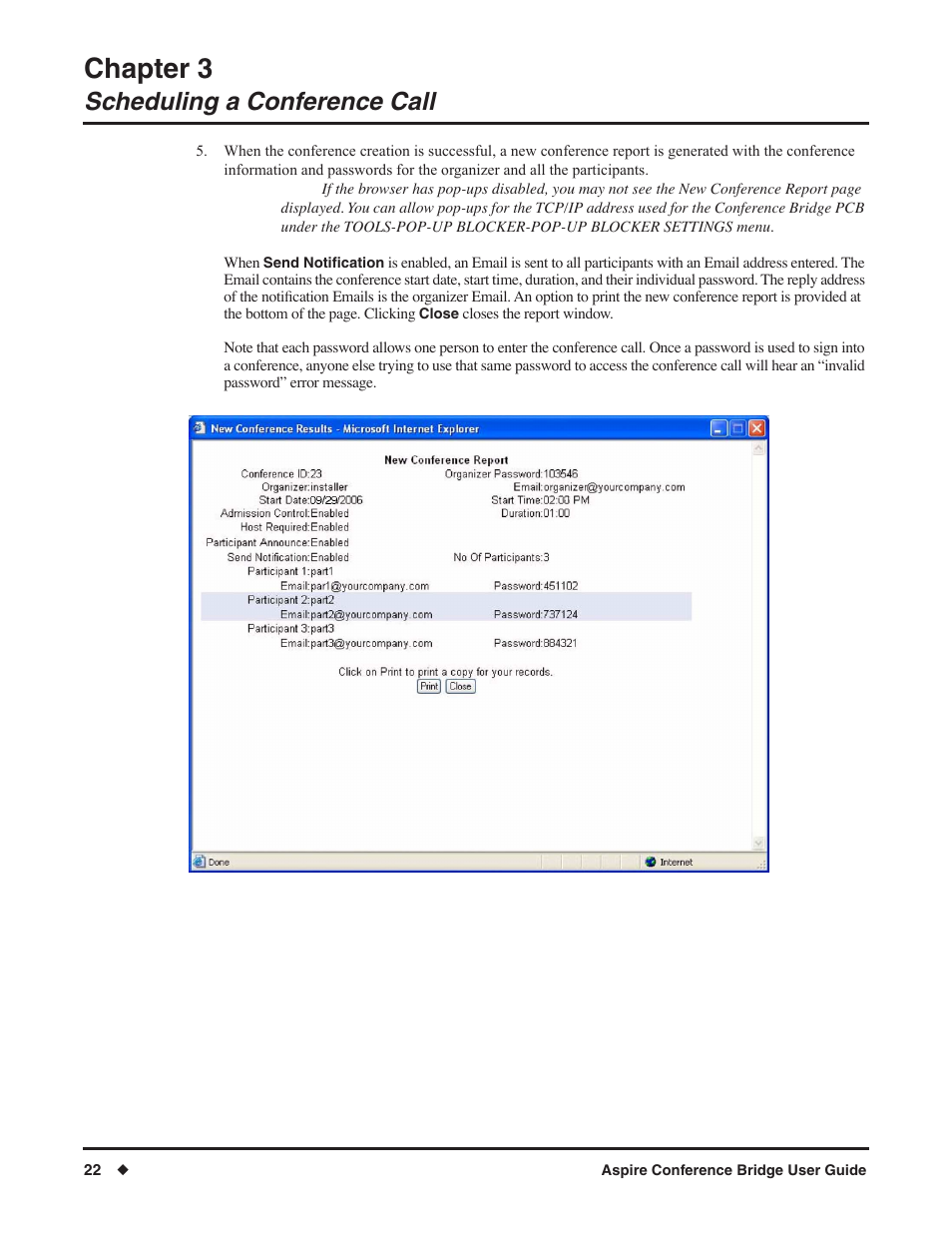 Chapter 3, Scheduling a conference call | NEC P/N 0893416 User Manual | Page 26 / 36