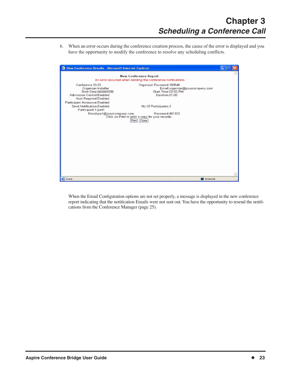 Chapter 3, Scheduling a conference call | NEC P/N 0893416 User Manual | Page 27 / 36