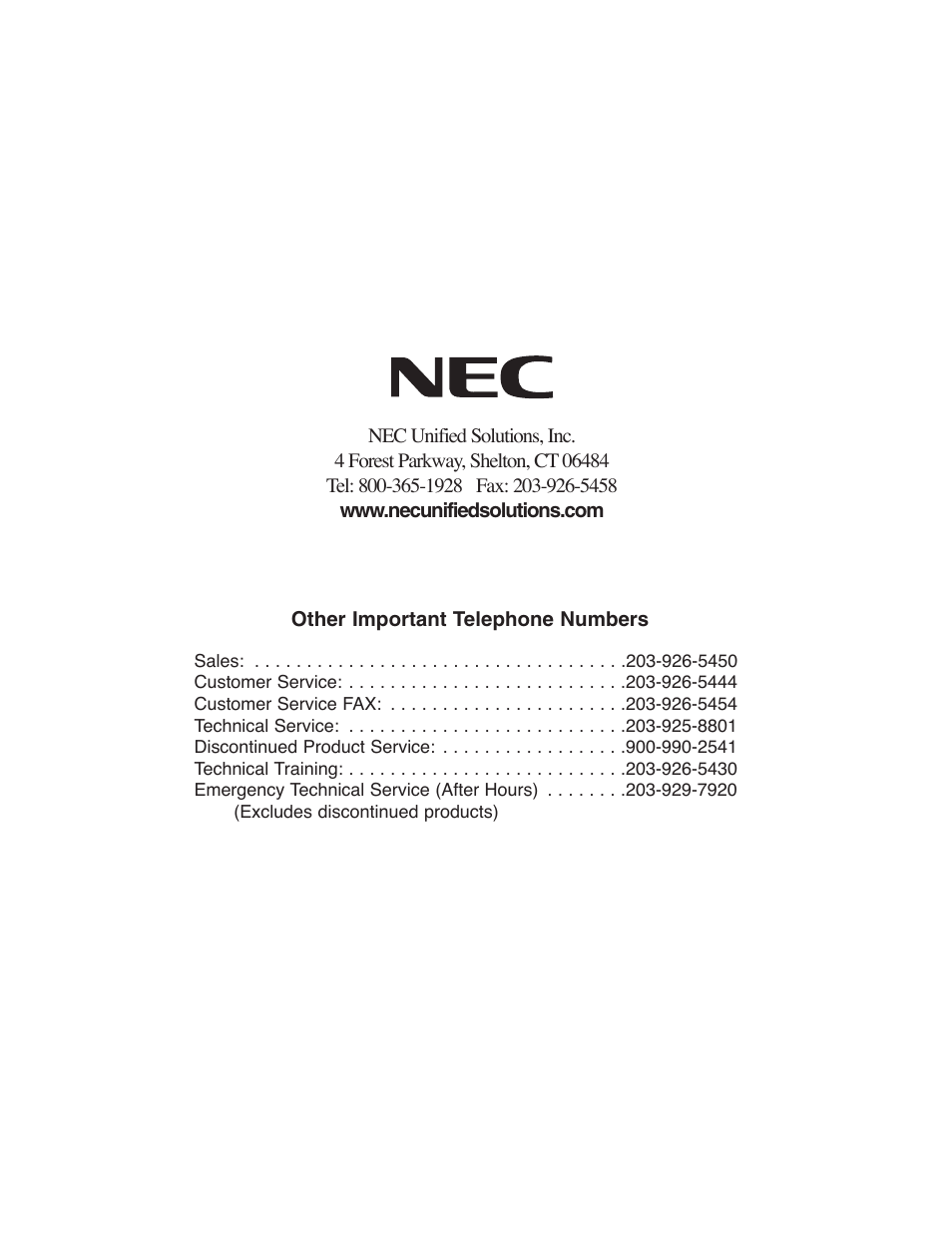 NEC P/N 0893416 User Manual | Page 35 / 36