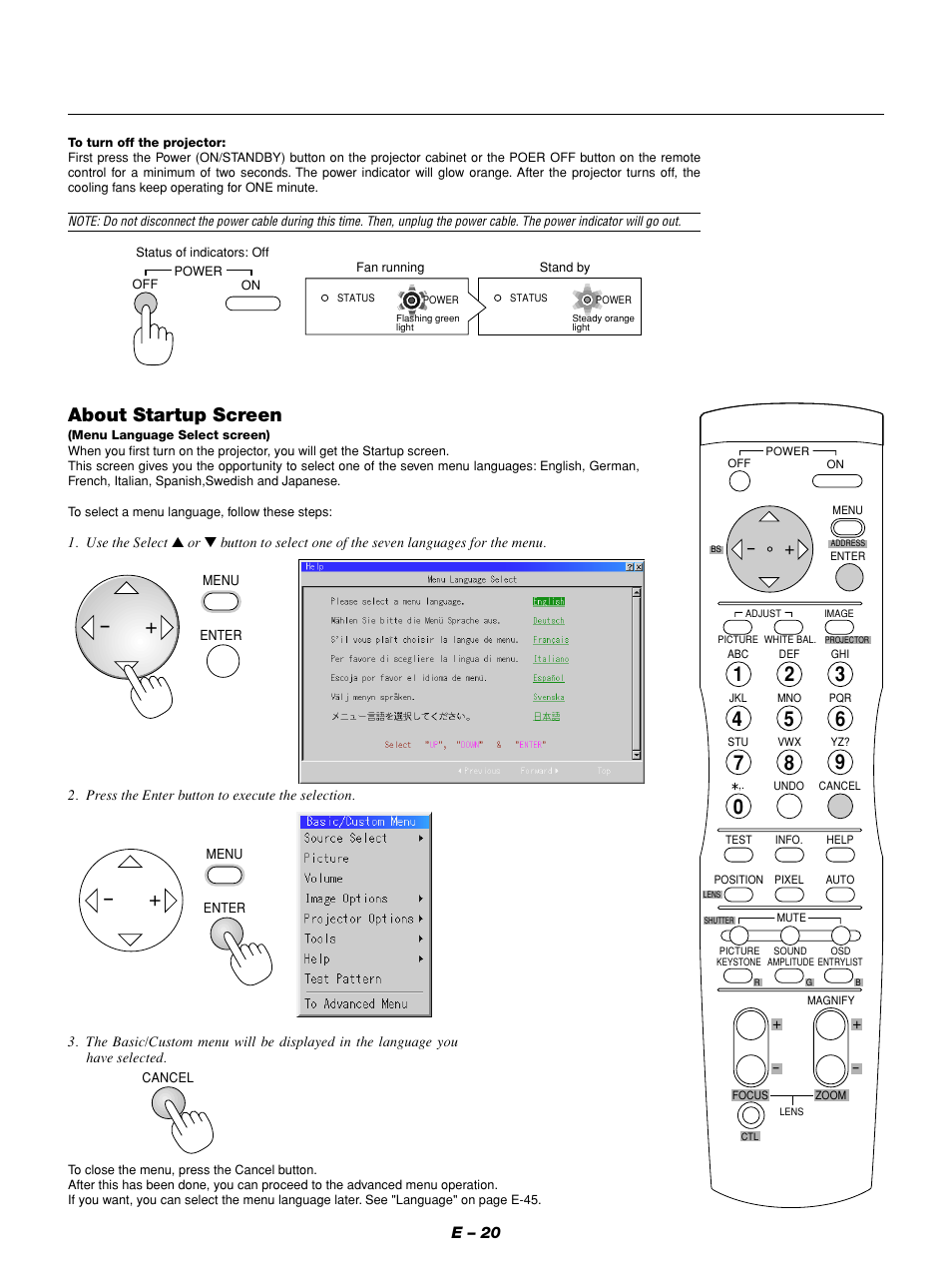 About startup screen | NEC GT1150 User Manual | Page 28 / 79