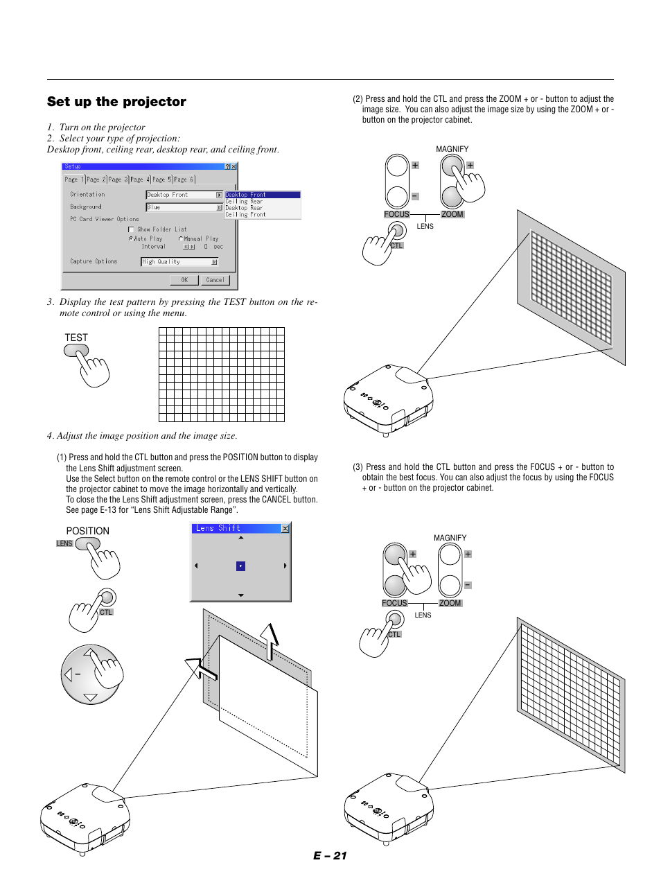 Set up the projector | NEC GT1150 User Manual | Page 29 / 79