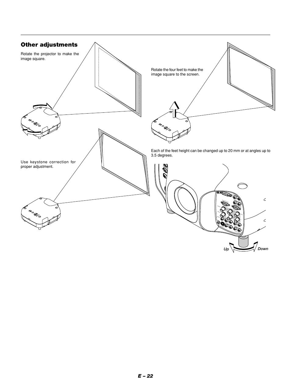 Other adjustments, E – 22 | NEC GT1150 User Manual | Page 30 / 79