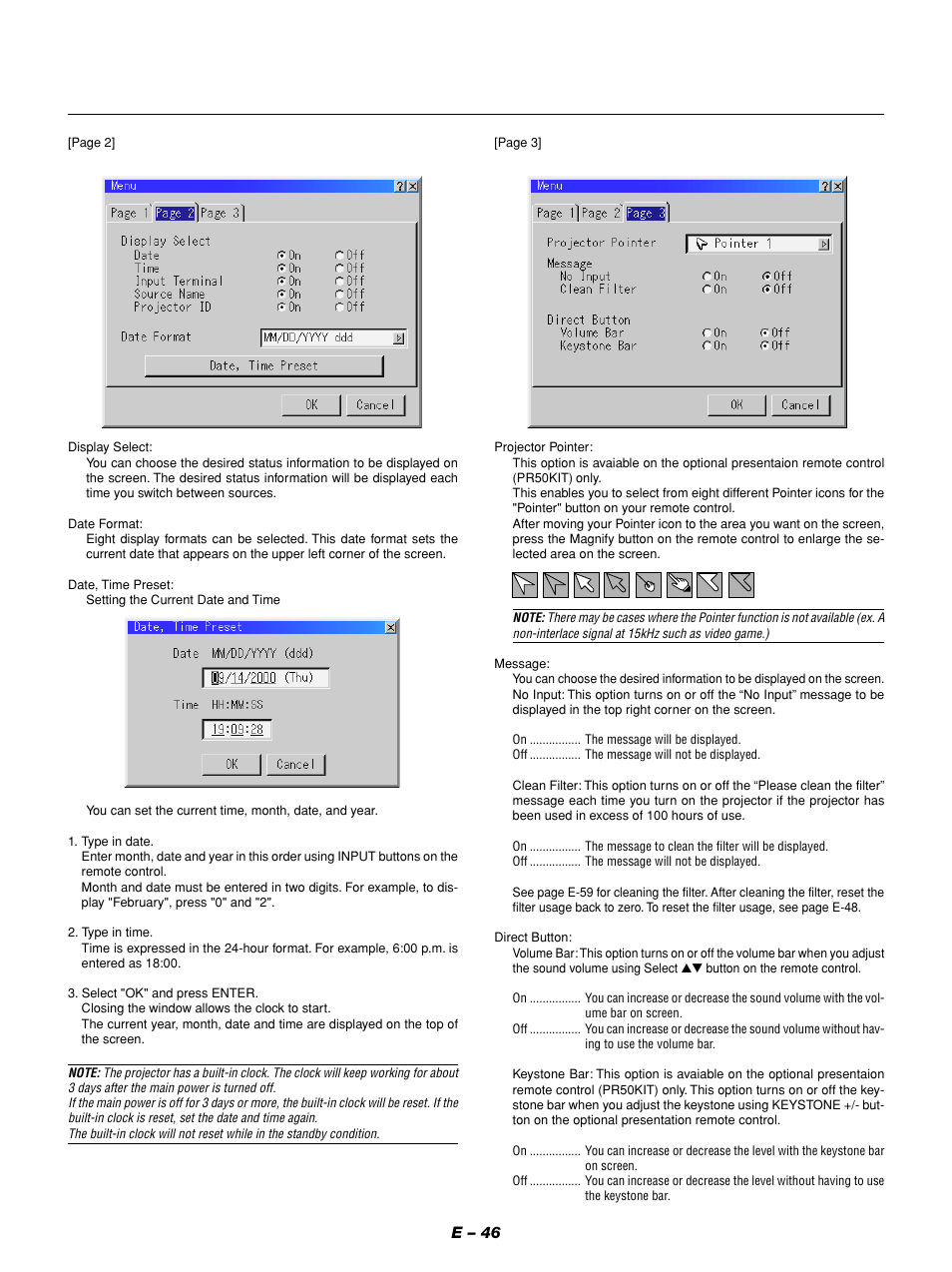 E – 46 | NEC GT1150 User Manual | Page 54 / 79