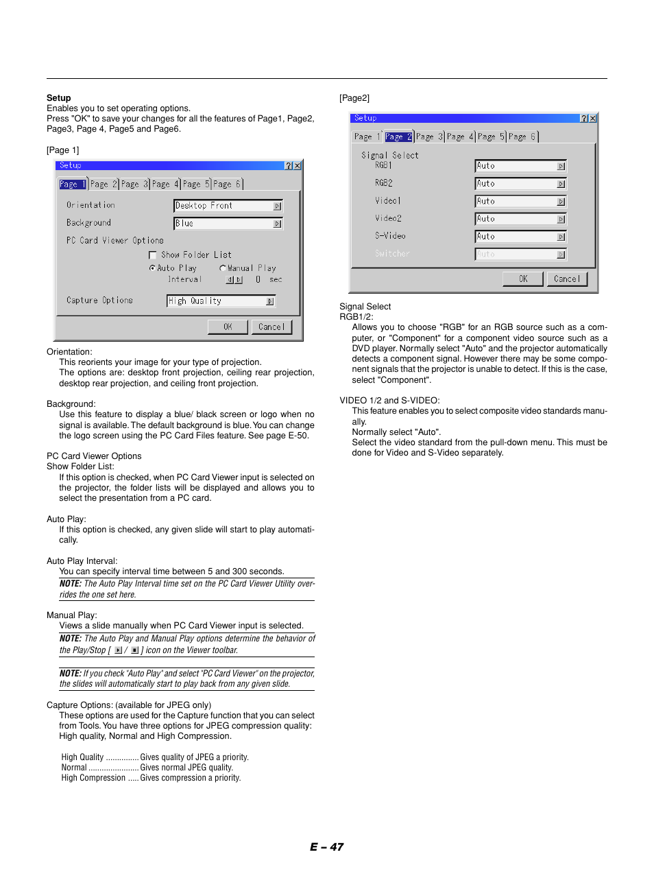 E – 47 | NEC GT1150 User Manual | Page 55 / 79