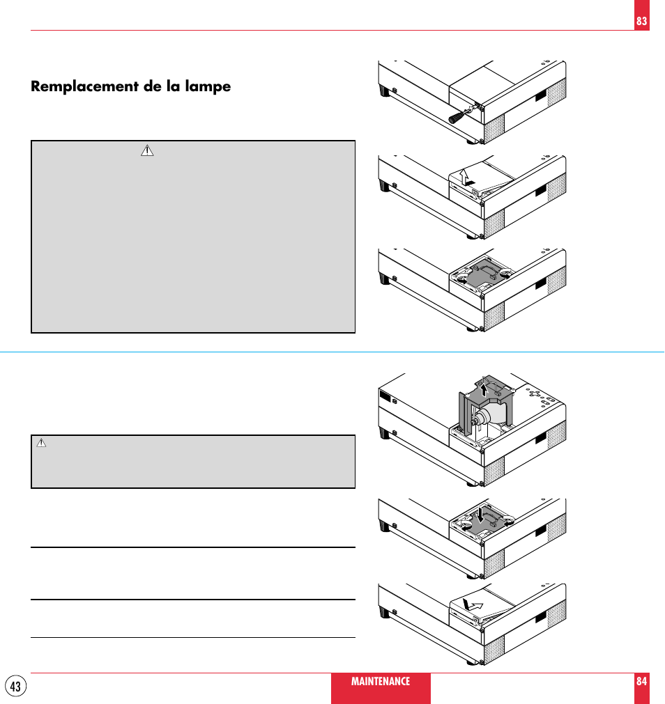 Remplacement de la lampe | NEC MT830TM /1030TM User Manual | Page 43 / 53