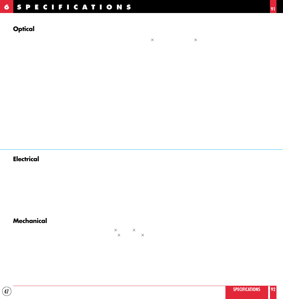 Optical, Electrical, Mechanical | NEC MT830TM /1030TM User Manual | Page 47 / 53