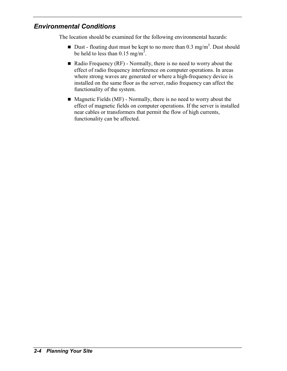 Environmental conditions | NEC EXPRESS800 User Manual | Page 20 / 78