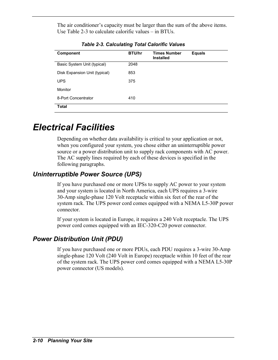 Electrical facilities, Uninterruptible power source (ups), Power distribution unit (pdu) | NEC EXPRESS800 User Manual | Page 26 / 78