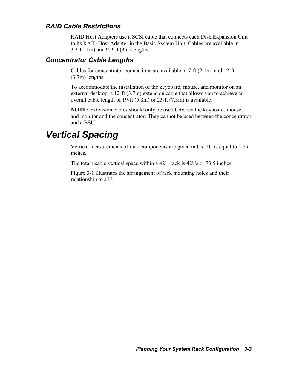 Raid cable restrictions, Concentrator cable lengths, Vertical spacing | NEC EXPRESS800 User Manual | Page 31 / 78