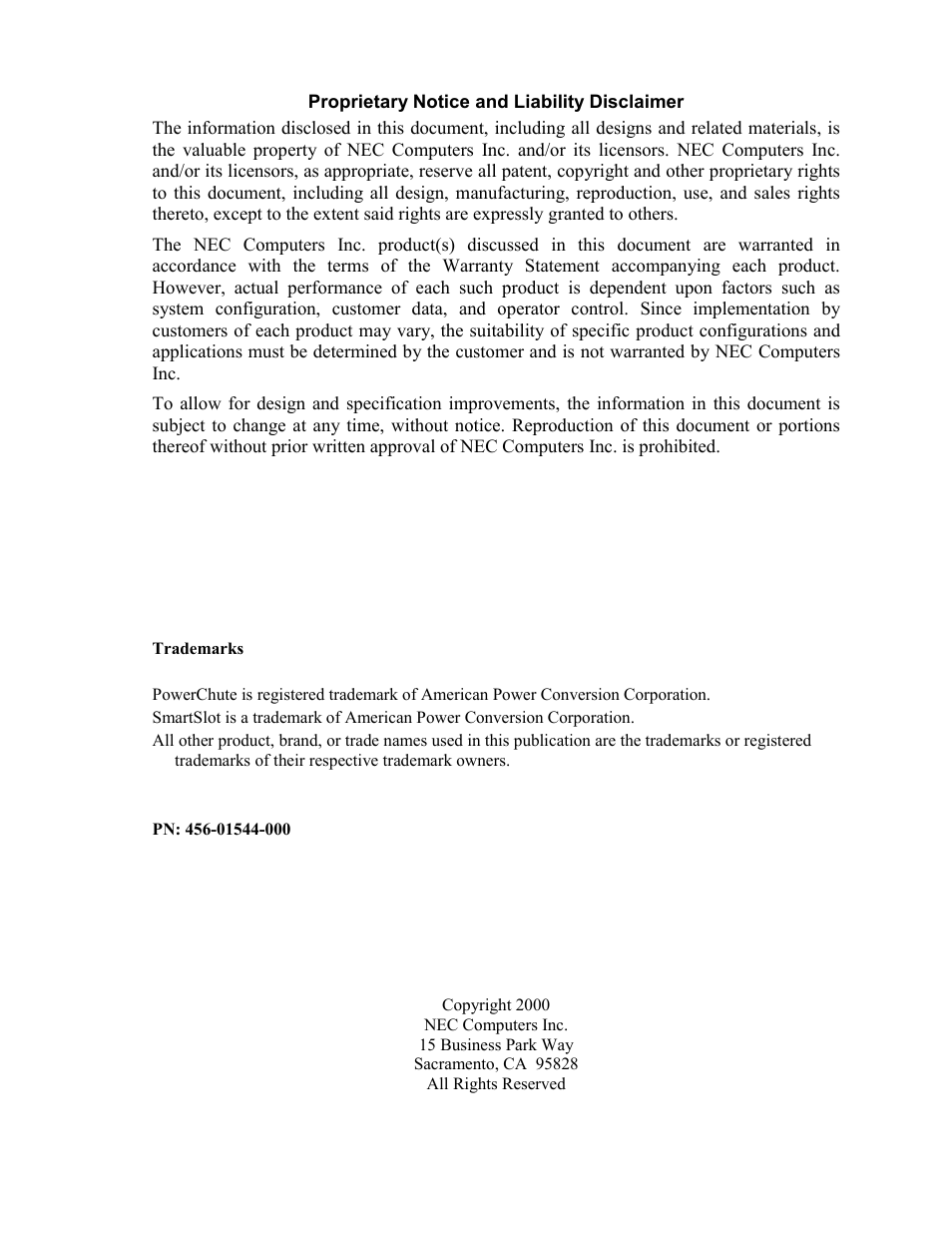 Proprietary notice and liability disclaimer | NEC EXPRESS800 User Manual | Page 4 / 78