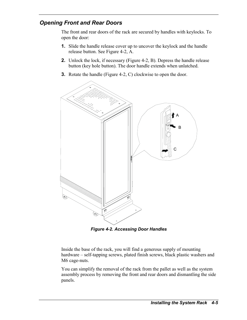 Opening front and rear doors | NEC EXPRESS800 User Manual | Page 43 / 78