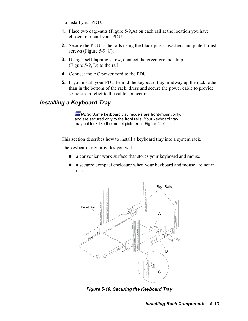 Installing a keyboard tray | NEC EXPRESS800 User Manual | Page 61 / 78