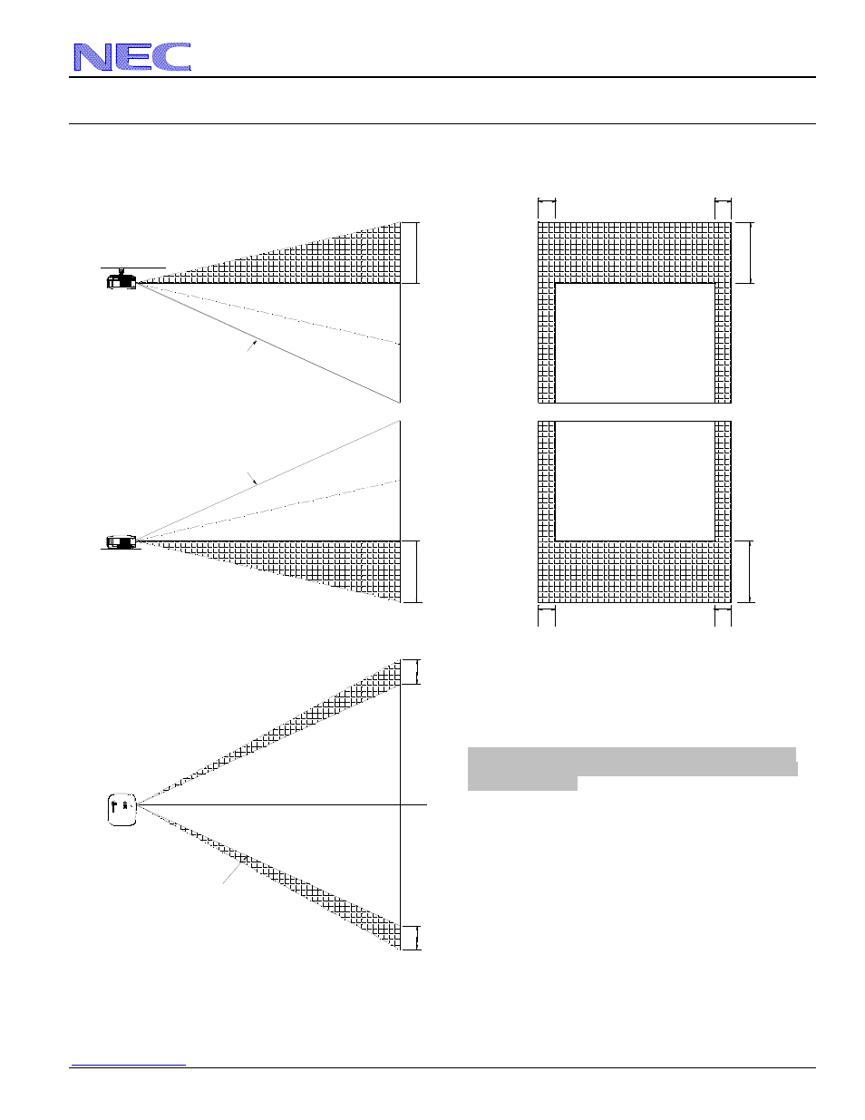 Lens shift adjustable range, Nec display solutions of america, inc, Desktop and ceiling mount | NEC NP2150 User Manual | Page 4 / 9